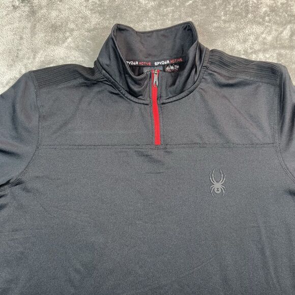 Spyder Sweatshirt Mens Large Black 1/4 Zip Long Sleeve Proweb Active Pullover - Picture 5 of 9